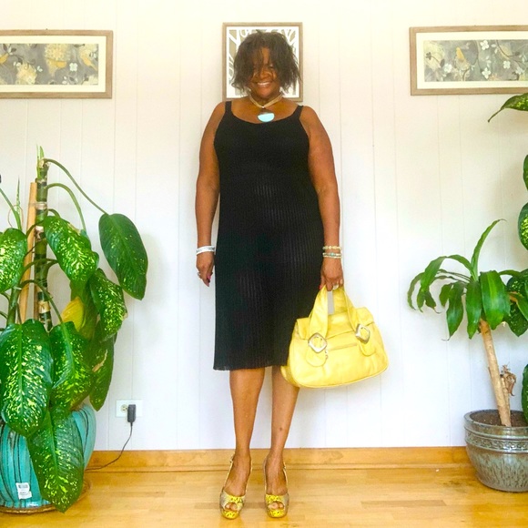 ✨Christopher Kon✨ Yellow Leather Handbag W/Chrome Buckle Hardware & Dusk Bag - Picture 15 of 16